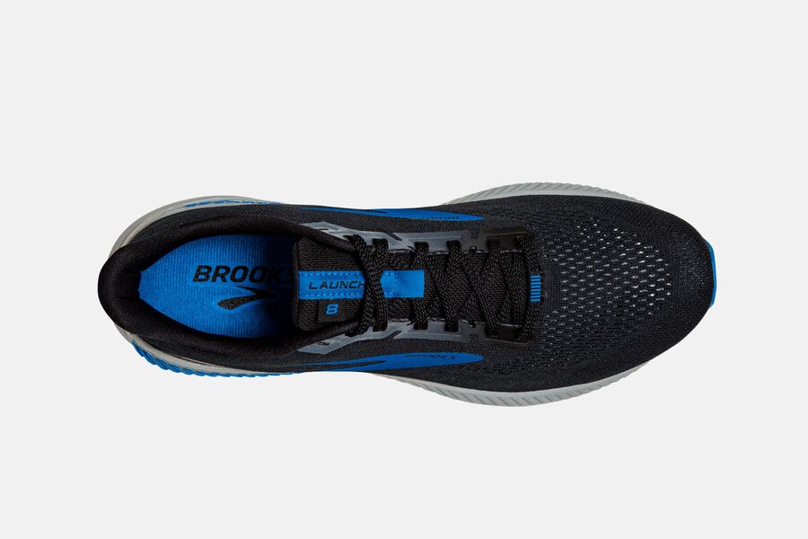 Brooks Israel Launch GTS 8 Road Running Shoes Mens - Black/Grey/Blue - TFV-437152